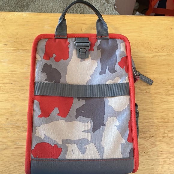BACK TO SCHOOL SALE Lands End Insulated Lunch Box Red/gray Bear Print - Picture 2 of 5